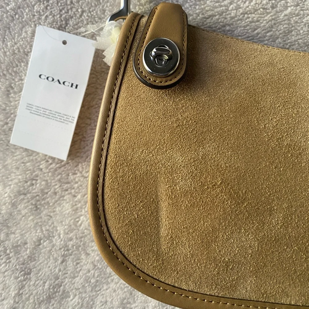 NWOT Coach Swinger Suede Shoulder Bag in color Peanut - Picture 9 of 13